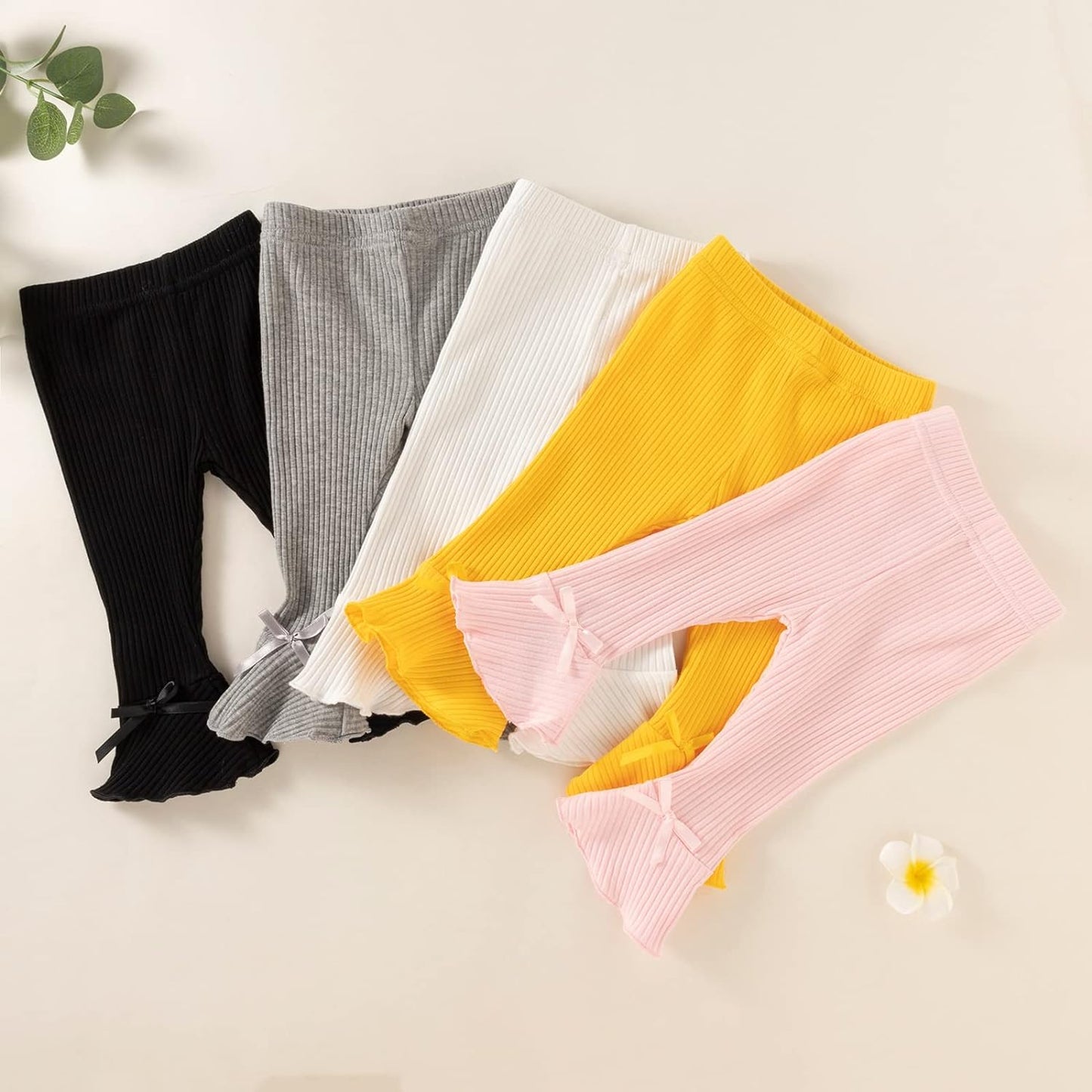 Toddler Baby Girl 0-48 Months 5-Pack Pants in Grey White Black Orange and Pink