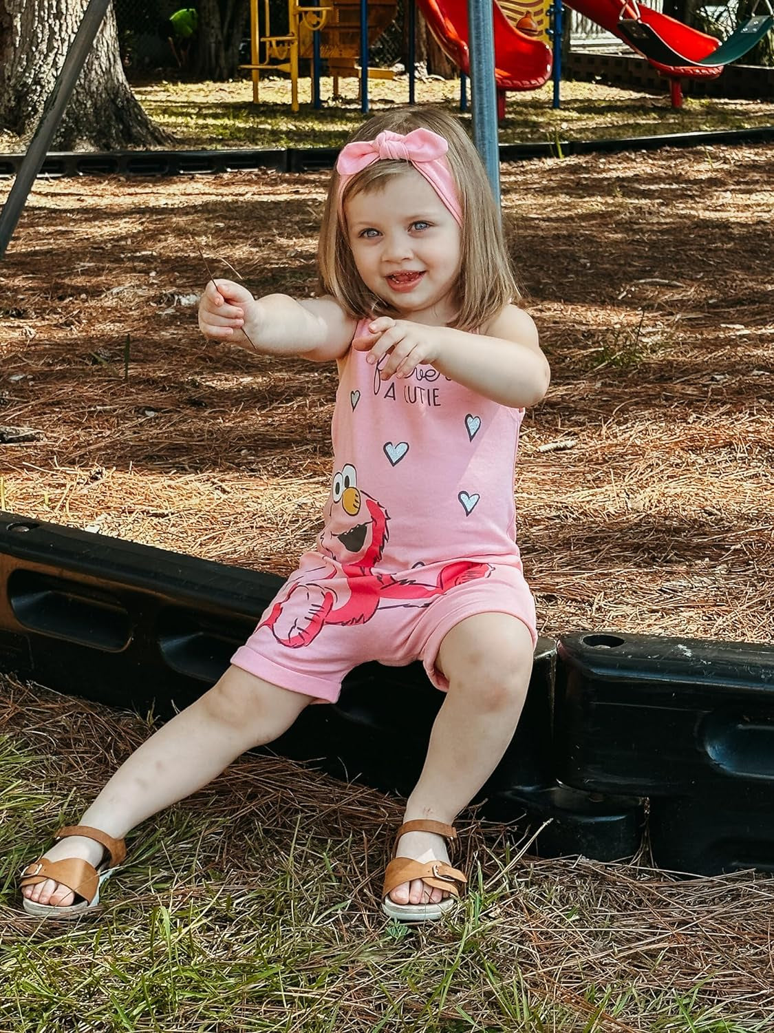Elmo Baby/Toddler Girls Romper and Headband Bow Set