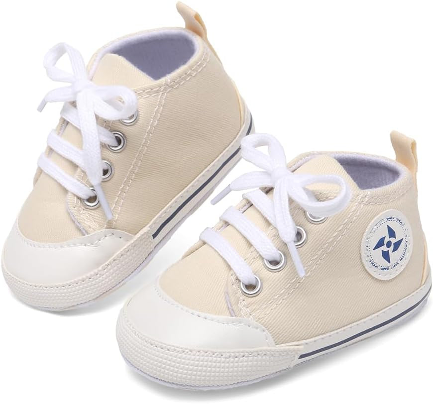 Baby Boys Girls Star High Top Sneaker Soft Anti-Slip Sole Newborn Infant First Walkers Canvas Denim Shoes