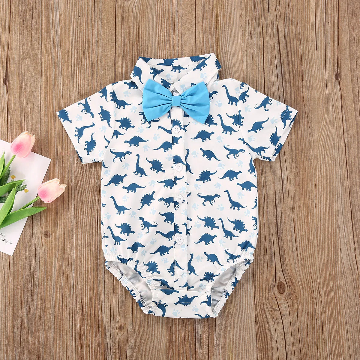 2020 Baby Summer Clothes Infant Newborn Baby Boy Bowknot Tie Bodysuit Shortsleeve Flamingo Dinosaur Pineapple Gentleman Jumpsuit