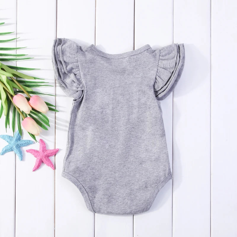 Wholesale Newborn Baby Girls Clothes Solid Color Fly Sleeve Romper Cotton Boys Clothes Summer Infant Clothing Baby Jumpsuit