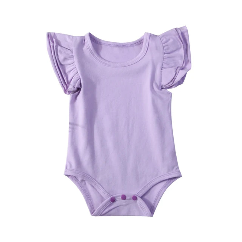 Wholesale Newborn Baby Girls Clothes Solid Color Fly Sleeve Romper Cotton Boys Clothes Summer Infant Clothing Baby Jumpsuit