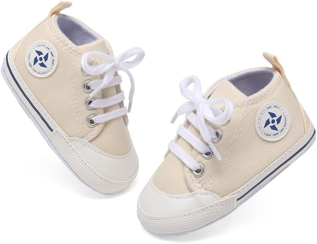 Baby Boys Girls Star High Top Sneaker Soft Anti-Slip Sole Newborn Infant First Walkers Canvas Denim Shoes