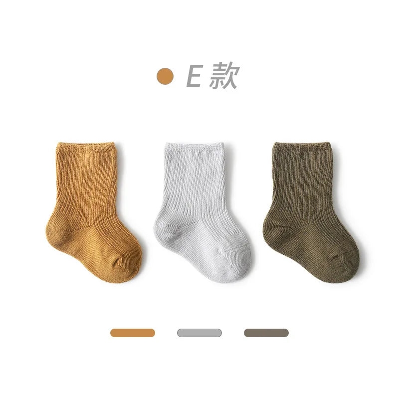 3 Pairs/Lot Children'S Socks Solid Autumn Spring Boy anti Slip Newborn Baby Socks Cotton Infant Socks for Girls Boys Floor Socks