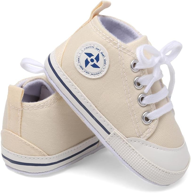 Baby Boys Girls Star High Top Sneaker Soft Anti-Slip Sole Newborn Infant First Walkers Canvas Denim Shoes